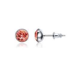 Signature Stud Earrings with 1 Carat Padparadscha Swarovski Crystals Rhodium Plated