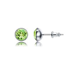 Signature Stud Earrings with 1 Carat Peridot Swarovski Crystals Rhodium Plated