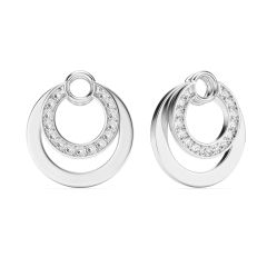 Circle Double Mix Charms Clear Crystal Rhodium Plated