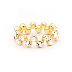 Fidelity Ring Gold Bubbles Band 16k Gold Plated with Swarovski Crystal Cocktail Statement