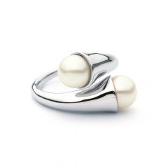 Ring of Desire White Crystal Pearl Cocktail Ring 18k WG Rhodium Plated 5 Sizes