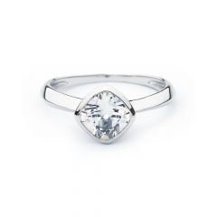 Clarity Ring with Square cut Cubic Zirconia CZ 18k White Gold Rhodium Plated 5 Sizes