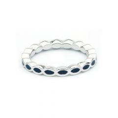 Ripple Twist Wave Stackable Ring Blue Enamel 3 Sizes MYJS Stack Rings Rh-Plated