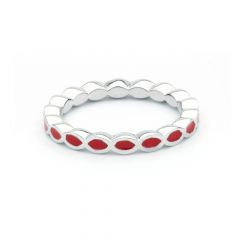 Ripple Twist Wave Stackable Ring Red Enamel 3 Sizes MYJS Stack Rings Rh-Plated