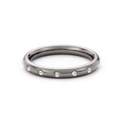 Droplet Crystal Studded Stackable Ring Gun Metal Black Plated 5 Sizes Gift