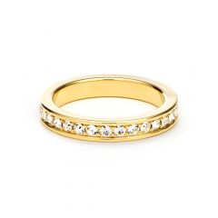 Eternity Stackable Ring Statement Round Crystals 16k Gold Plated 5 Sizes Gift
