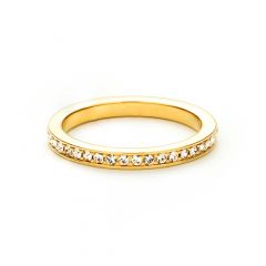 Eternity Stackable Ring Petite Round Crystals 16k Gold Plated 5 Sizes Gift
