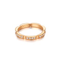 Maillon Link Ring with Swarovski Crystals Rose Gold Plated