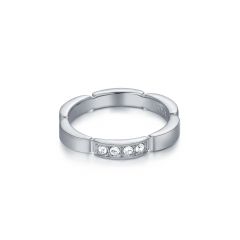 Maillon Unitary Link Ring with Swarovski Crystals Rhodium Plated