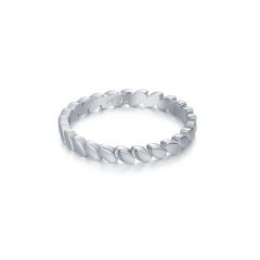 Leaf Link Stackable Ring Rhodium Plated