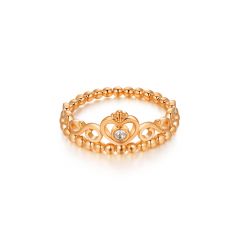 Princess Tiara Crown Statement Ring With Swarovski Crystal Rose Gold Plated
