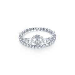 Princess Tiara Crown Statement Ring With Swarovski Crystal Rhodium Plated