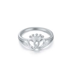 Regal Hearts Ring Rhodium Plated
