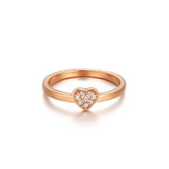 Minimalist Heart Stud Ring With Swarovski Crystals Rose Gold Plated