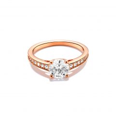 Attract Round Cz Solitaire Ring With Swarovski Crystals Rose Gold Plated