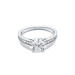 Attract Round Cz Solitaire Ring With Swarovski Crystals Rhodium Plated
