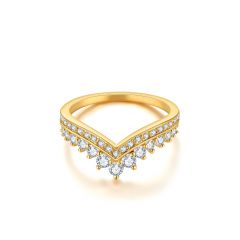 Princess Wishbone Ring With Swarovski Crystals Gold Plated