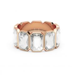 Octagon Band Ring Clear Crystals Rose Gold Plated