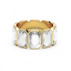 Octagon Band Ring Clear Crystals Gold Plated