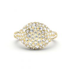 Pave Dome Cocktail Ring Clear Crystals Gold Plated