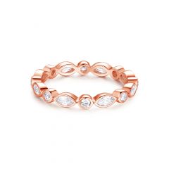 Alluring Brilliant  Marquise Cut Ring In Sterling Silver Rose Gold Plated