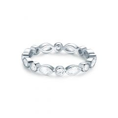 Alluring Brilliant Marquise Cut Stackable Ring Sterling Silver White Gold Plated Stack