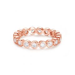 Alluring Large Brilliant Cut Stackable Ring Sterling Silver Rose Gold Plated