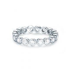 Alluring Large Brilliant Cut Stackable Ring Sterling Silver White Gold Plated Stacking