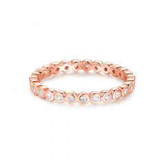 Alluring Small Brilliant Cut Stackable Ring Sterling Silver Rose Gold Plated