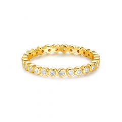 Alluring Small Brilliant Cut Stackable Ring Sterling Silver Gold Plated Stack