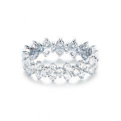 Victoria Cluster Statement Ring Sterling Silver White Gold Plated Bridal Cocktail