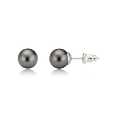 Dark Grey Swarovski® Crystal Pearl Stud Earrings