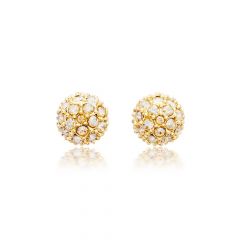 MYJS Emma Pave Ball Earrings Stud with Golden Shadow Swarovski Crystals Gold Plated