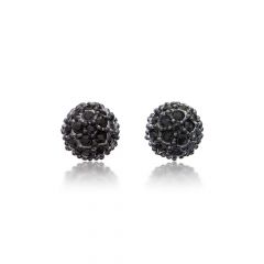 Myjs Emma Pave Crystal Ball Earrings With Swarovski® Crystals Gun Metal Plated