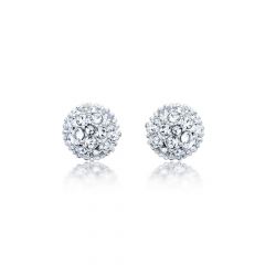 MYJS Emma Pave Ball Earrings Stud with Swarovski Crystal White Gold Plated Bridal Wedding