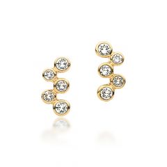 MYJS Fidelity Earrings Stud with Swarovski Crystals Gold GP Bubbles Bridal Gift