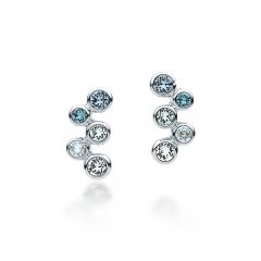 MYJS Fidelity Earrings Stud with Blue Swarovski Crystals WGP Bubbles Bridal Gift