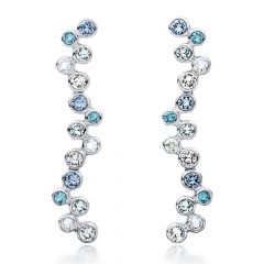 MYJS Fidelity Drop Earrings with Blue Swarovski Crystals WGP Dangle Wedding