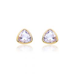 MYJS Brief Triangle Earrings Stud with Swarovski Crystals Gold GP Unique