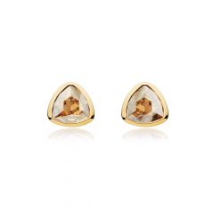 Brief Stud Earrings with Golden Shadow Swarovski Crystals Gold GP MYJS