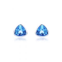 MYJS Trillion Brief Stud Earrings with Aquamarine Swarovski® Crystals