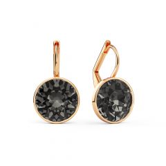 Bella Earrings with 4 Carat Black Diamond Crystals Rose Gold Plated