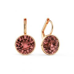 Bella Earrings with 4 Carat Blush Rose Crystals Rose Gold Plated