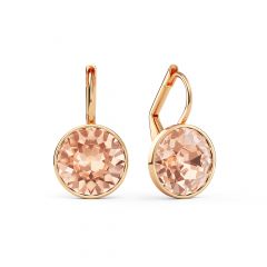 Bella Earrings with 4 Carat Light Peach Crystal Rose Gold Plated