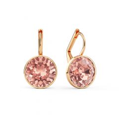 Bella Earrings With 4 Carat Vintage Rose Crystals Rose Gold Plated