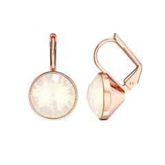 Bella Earrings With 4 Carat White Opal Crystals Rose Gold Plated