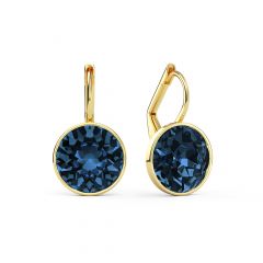 Bella Earrings With 4 Carat Montana Crystals Gold Plated