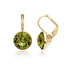 Bella Earrings with 4 Carat Olivine Crystals Gold Plated