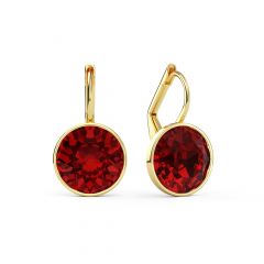 Bella Earrings With 4 Carat Ruby Crystals Gold Plated