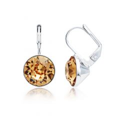 Bella Earrings with 4 Carat Light Colorado Topaz Swarovski® Crystals Rhodium Plated